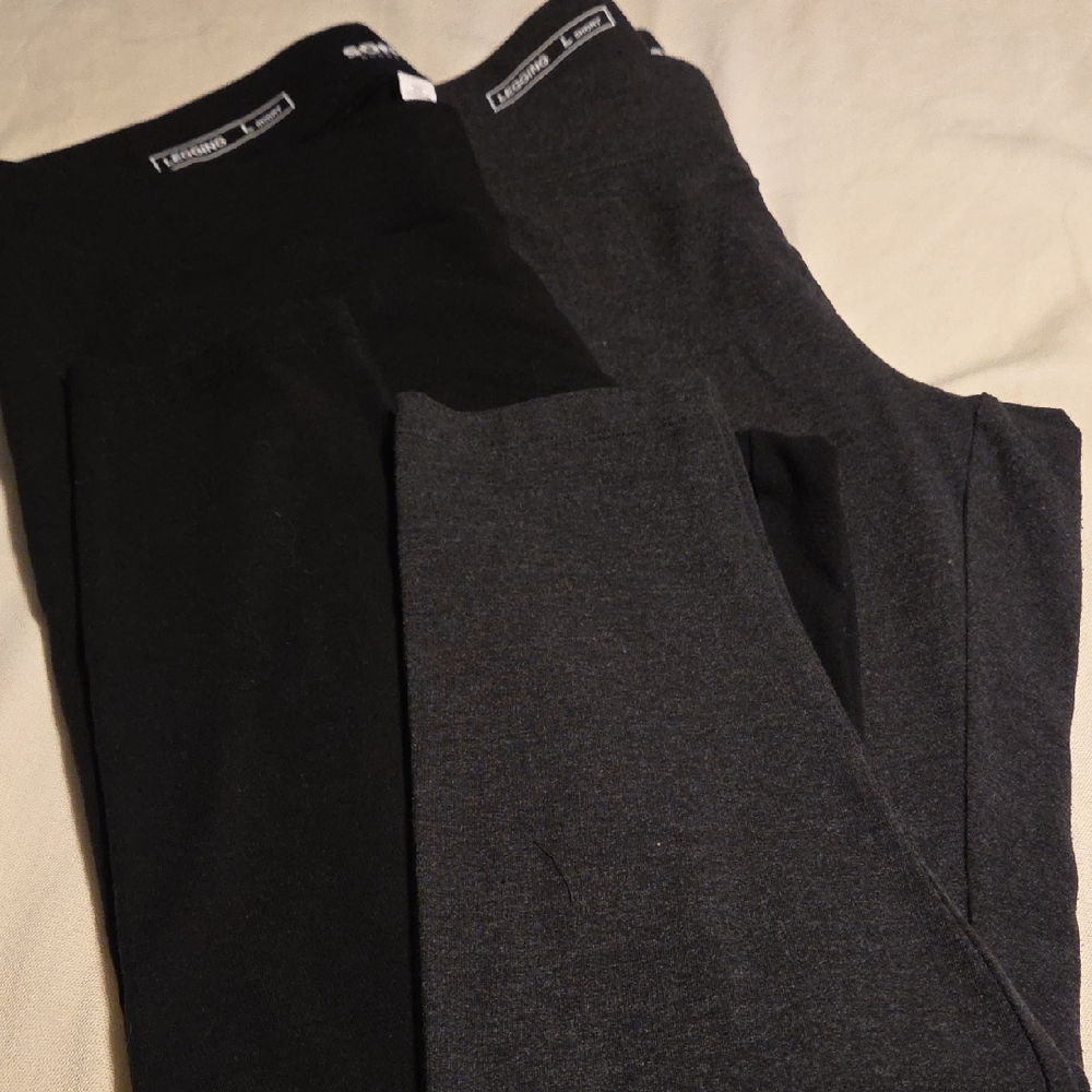 Sonoma Leggings Set Of 2 Black Gray Size Large Short